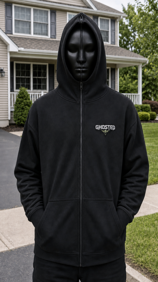 GHOSTED Skull Mask Zip-Up Hoodie